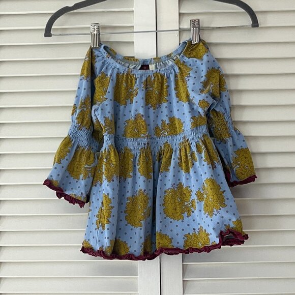 Matilda Jane Character Counts Amelie Blue Peasant Top Girls Sz 4 Floral - Picture 2 of 10